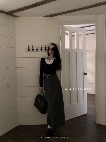  Váy midi vải xám 2926 