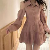  Đầm cut vai cổ yếm 6852 