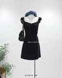  Đầm dây ngắn viền ren nhún 8382 