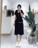  Đầm thun nón khoá kéo 6538 