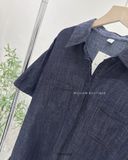  Áo sơ mi denim 2 túi trơn tay ngắn 9712 