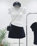  Áo thun cổ viền ren nơ 8020 