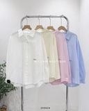  Áo sơ mi cotton trơn thêu chữ 6042 