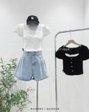  Quần short denim viền ren 3705 