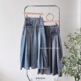  Váy jean dài xếp ly 7543 