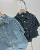  Áo sơ mi denim crop tay ngắn 5083 