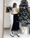  Váy jean midi lai rách 6305 