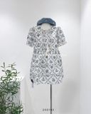  Đầm babydoll hoa xanh 8150 
