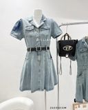  Đầm sm denim cổ vest 3911 