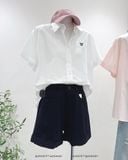  Áo sơ mi tay ngắn rộng thêu gấu 8039 