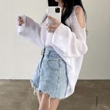  Áo len lưới cut vai 1995 