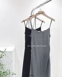  Đầm dây thun chữ đính đá 1019 