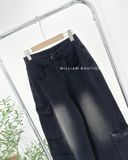  Quần jean suông túi hộp ĐEN WAX 179 