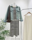  Áo khoác denim xanh wax gân rách 8209 