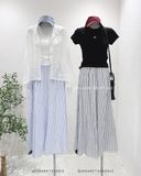  Quần váy ống rộng kẻ sọc 7056 