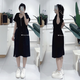  Đầm thun nón khoá kéo 6538 