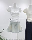  Áo thun 2 nút phối ren 2807 