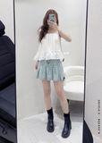  Váy jean xếp ly chỉ rách 3071 