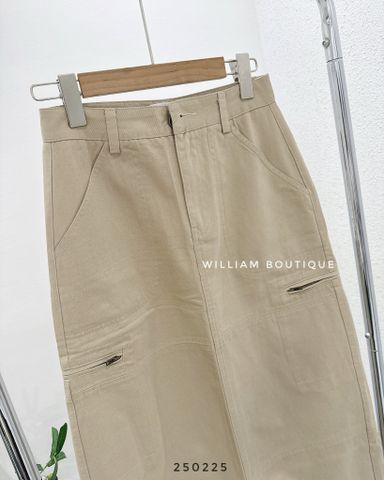  Váy kaki suông túi khoá kéo 40035 