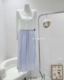  Váy cotton xanh phồng 1036 