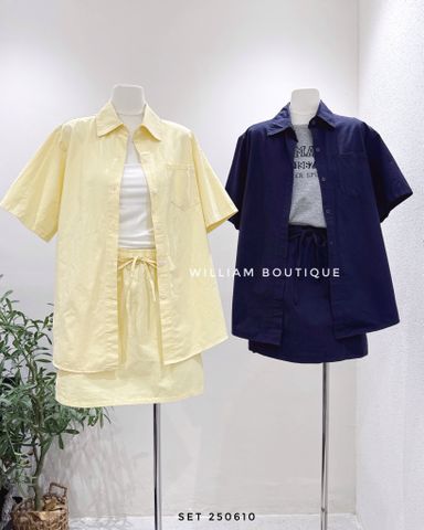  Set áo sơ mi tay ngắn + váy 100%cotton FL86062 