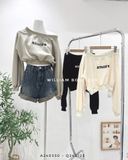  Áo hoodie crop lệch vai 18022 