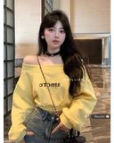  Áo hoodie crop lệch vai 18022 