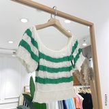  Áo len crop sọc 1150 
