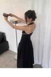  Đầm cổ yếm xếp nhún 1402 