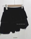  Váy nhung đen ngắn xòe viền ren 6093 