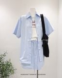  Set áo sơ mi tay ngắn + váy 100%cotton FL86062 