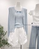  Set áo cardigan + áo dây phối ren 1097 