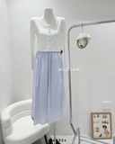  Váy cotton xanh phồng 1036 