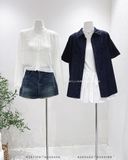  Áo sơ mi denim 2 túi trơn tay ngắn 9712 