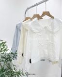  Áo sơ mi cổ sen bèo đính nơ 8002 