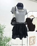  Áo thun gân crop 3 nút 7873 