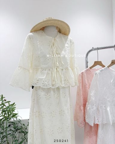  Set váy + áo xô thêu tay loe 6035 