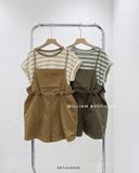  Set quần short yếm kaki + áo thun sọc 3513 