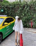  Áo sơ mi cổ trụ phối ren 1366 