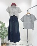  Áo thun kẻ sọc thêu chữ 9602 