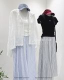  Quần váy ống rộng kẻ sọc 7056 