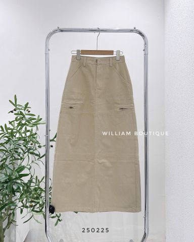  Váy kaki suông túi khoá kéo 40035 