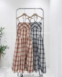  Đầm dây caro đính bông 1498 