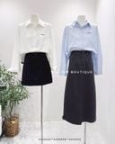  Áo sơ mi cotton mỏng ngắn thêu túi FL9035 
