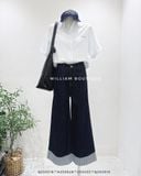  Áo sơ mi sọc thêu chữ tay ngắn 5818 