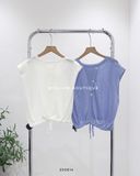  Áo dệt kim ba lỗ nút lưng rút eo 0159 