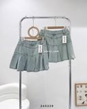  Váy jean xếp ly chỉ rách 3071 