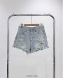  Quần short jean rách đính hạt 60036 