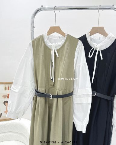  Đầm yếm vải cổ tròn 9056 