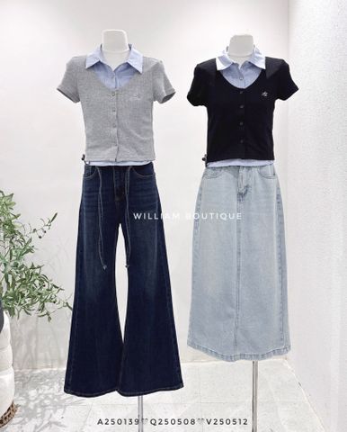  Váy jean suông xanh wax 50051 